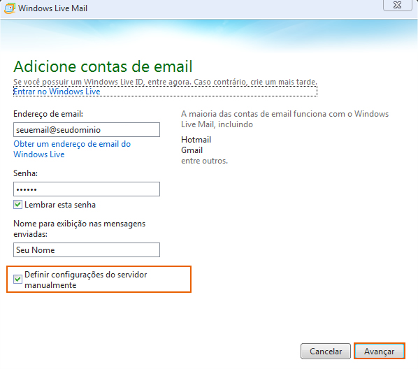 Como configurar seu e-mail no Outlook / Thunderbird / Windows LiveMail? 11 Como configurar seu e-mail no Outlook / Thunderbird / Windows LiveMail? 8